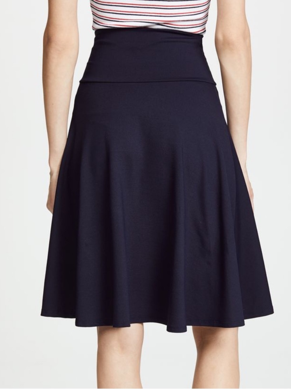Susana Monaco High Waisted Tea Skirt Navy Blue Flare A-Line Stretch Size XS